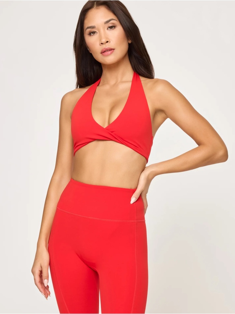 l*space Active Red Halter Twist Sports Bra Size Small